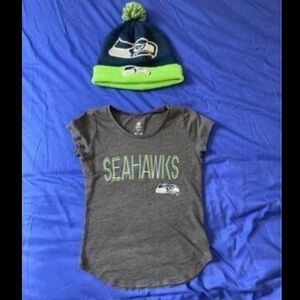 NFL Seahawks Gray Short Sleeve Tee & Matching Hat